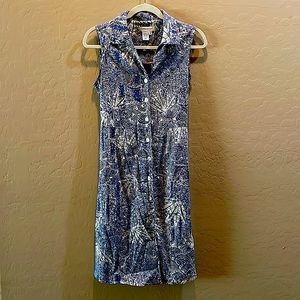 Coldwater Creek Women's Batik Summer linen/rayon shirt dress
